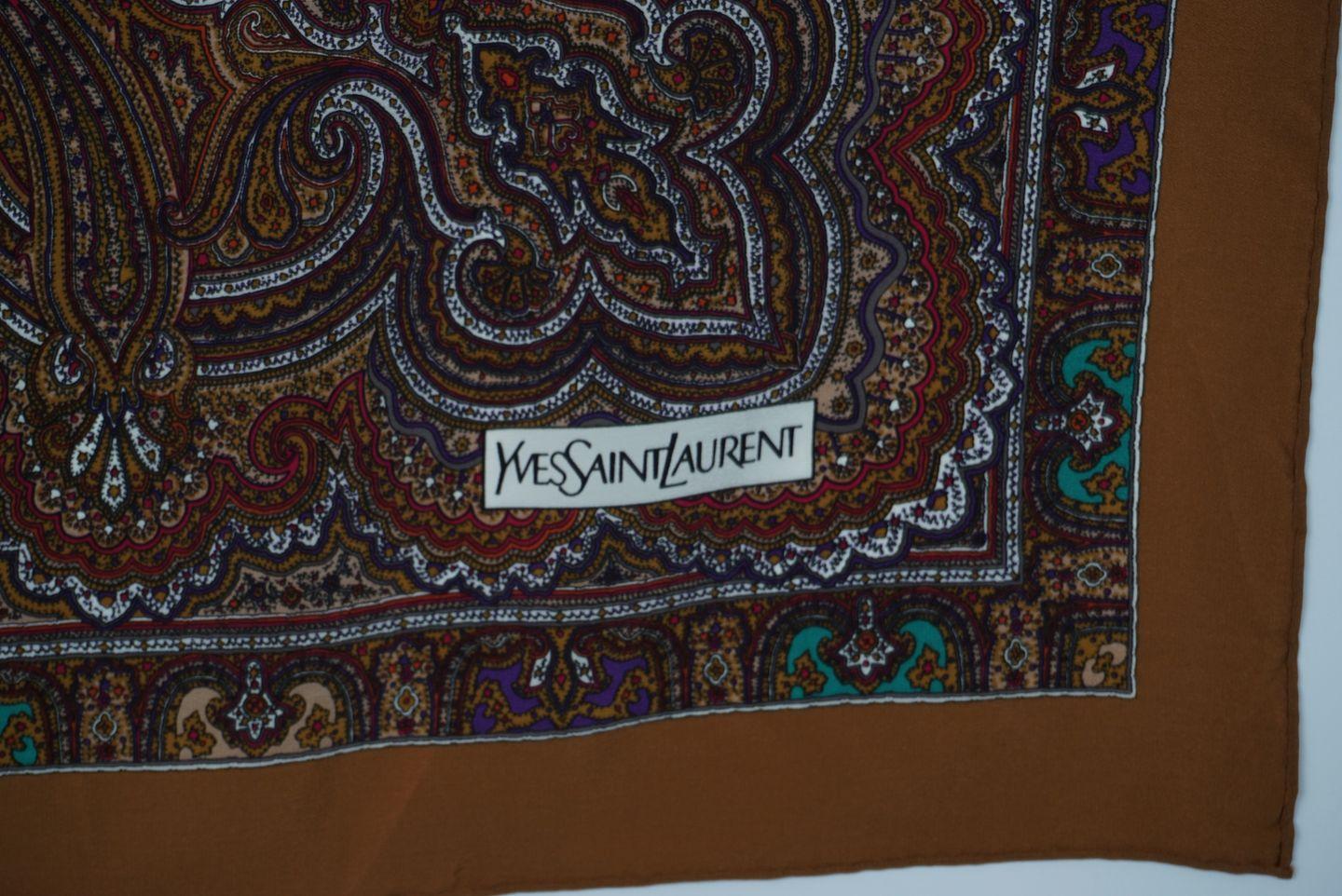#YVES SAINT LAURENT 입생로랑 실크 100% 페이즐리 스카프 (3631) 8