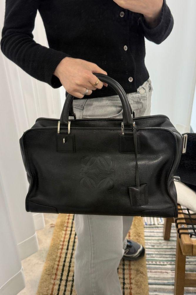(70%세일) #LOEWE 로에베 블랙 레더 은장 아마조나 36 토트백 (4402) 2