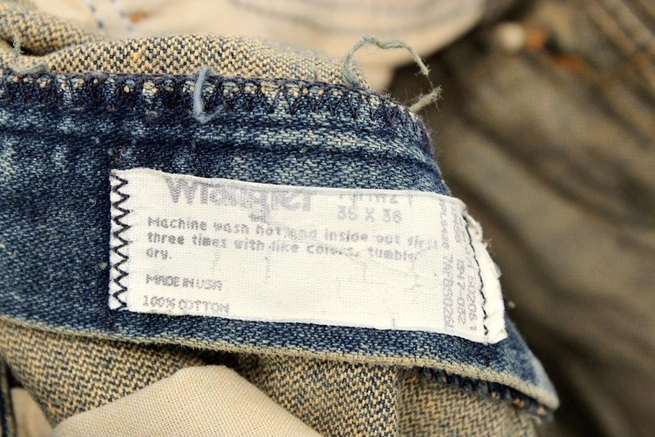 WRANGLER 랭글러 카모 디테일 워싱 데미지 데님 팬츠 / 남[MADE IN U.S.A 8