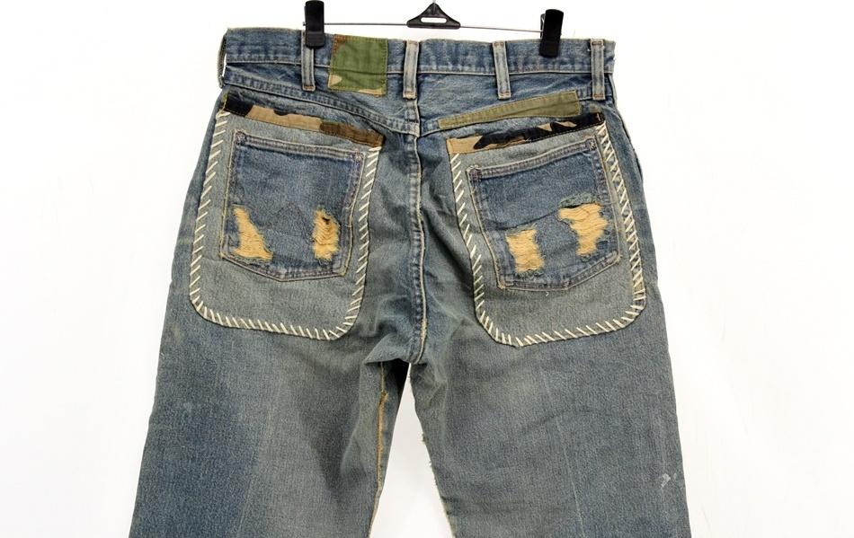 WRANGLER 랭글러 카모 디테일 워싱 데미지 데님 팬츠 / 남[MADE IN U.S.A 9