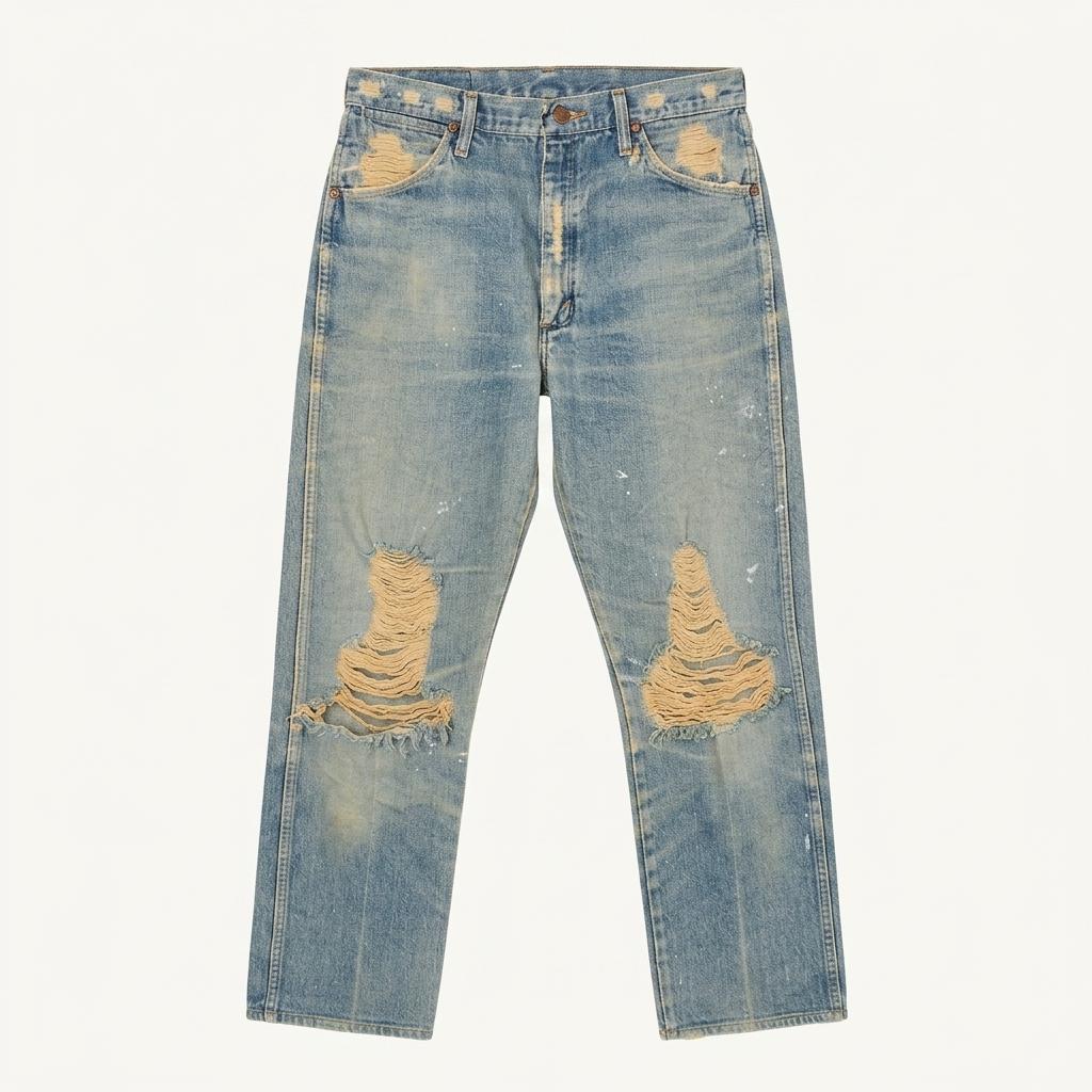 WRANGLER 랭글러 카모 디테일 워싱 데미지 데님 팬츠 / 남[MADE IN U.S.A 1