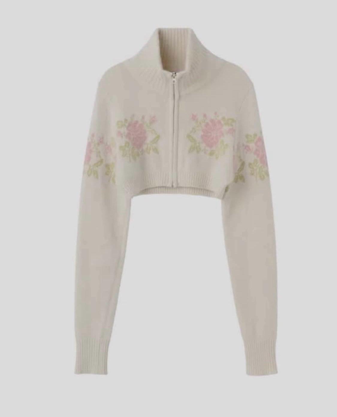 Angora Underboob Zip-Up Ivory 2