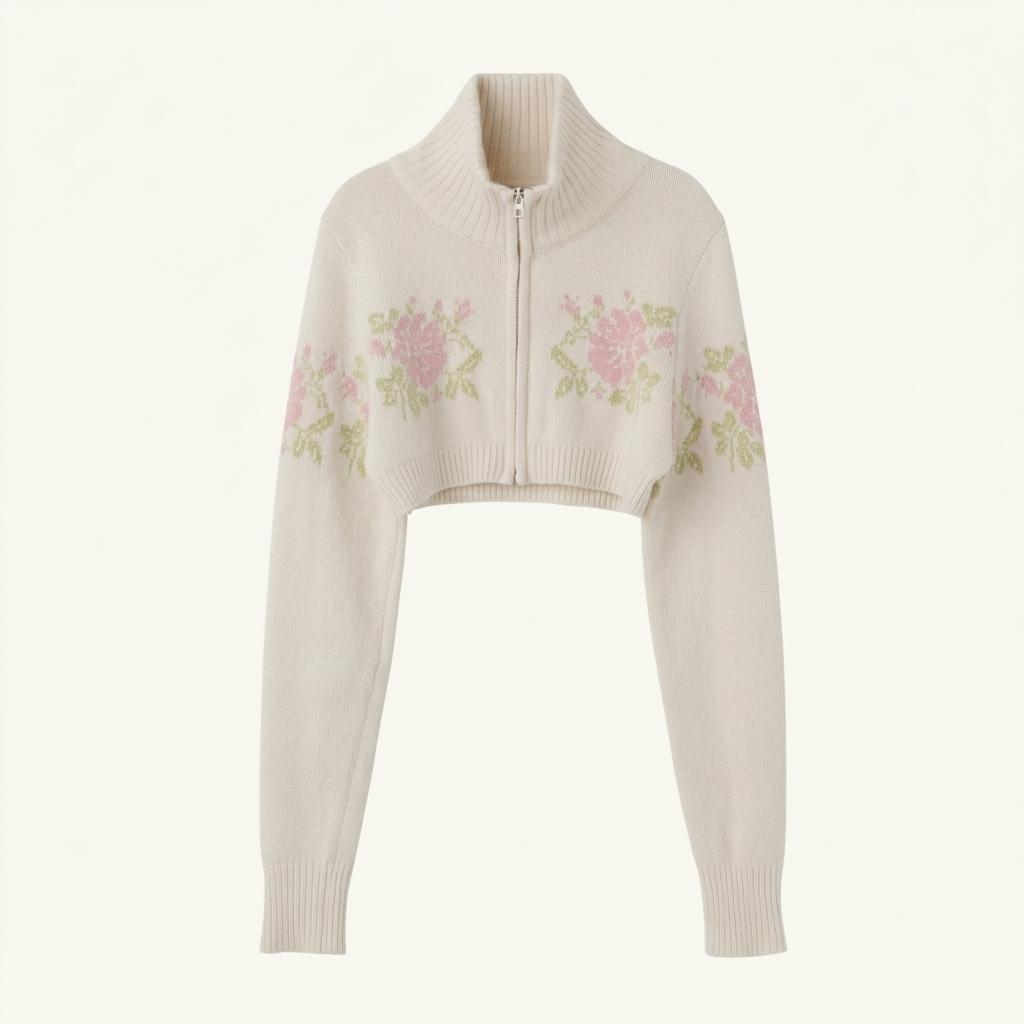 Angora Underboob Zip-Up Ivory 1