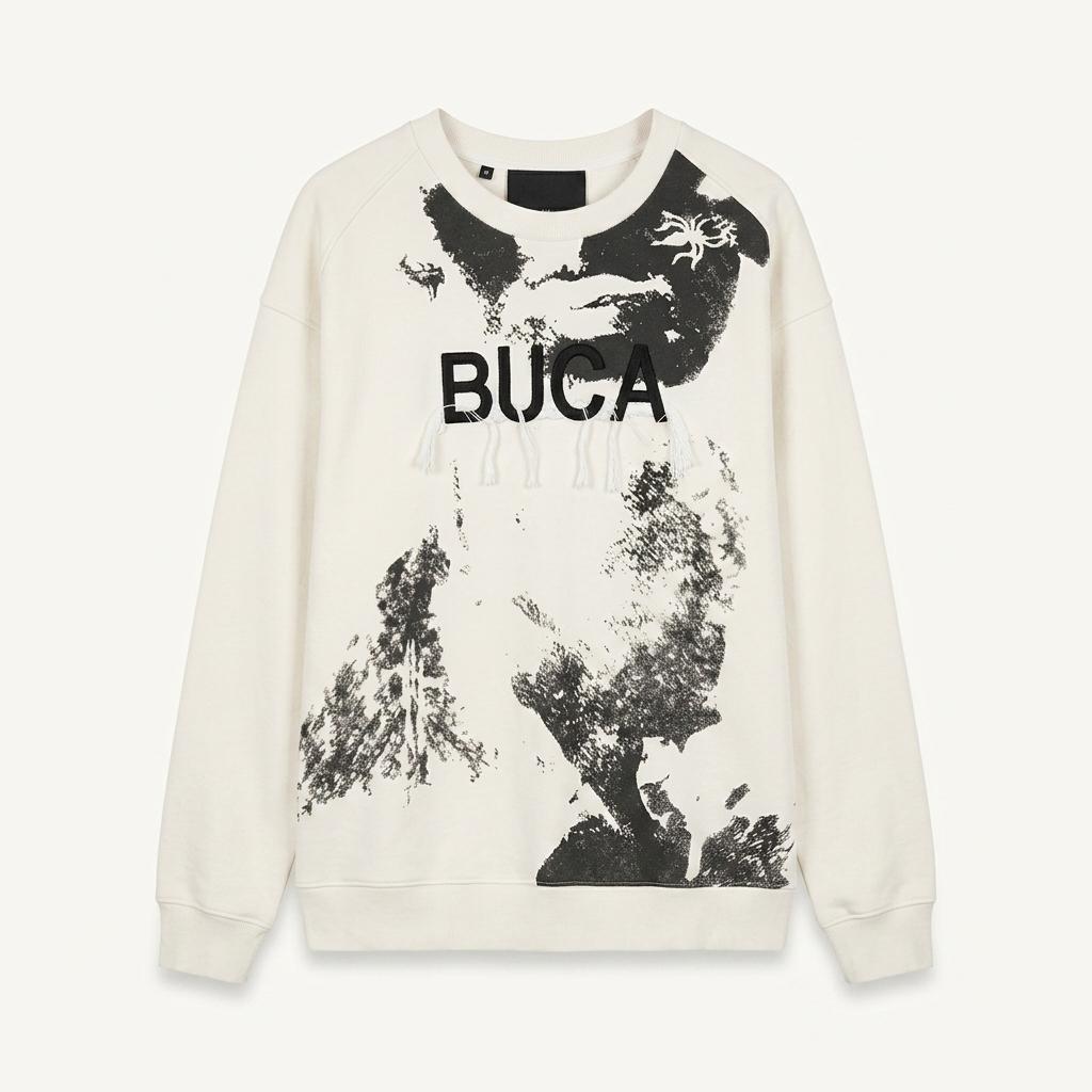 BUCA 빈티지 자수 나염 맨투맨 Free 1