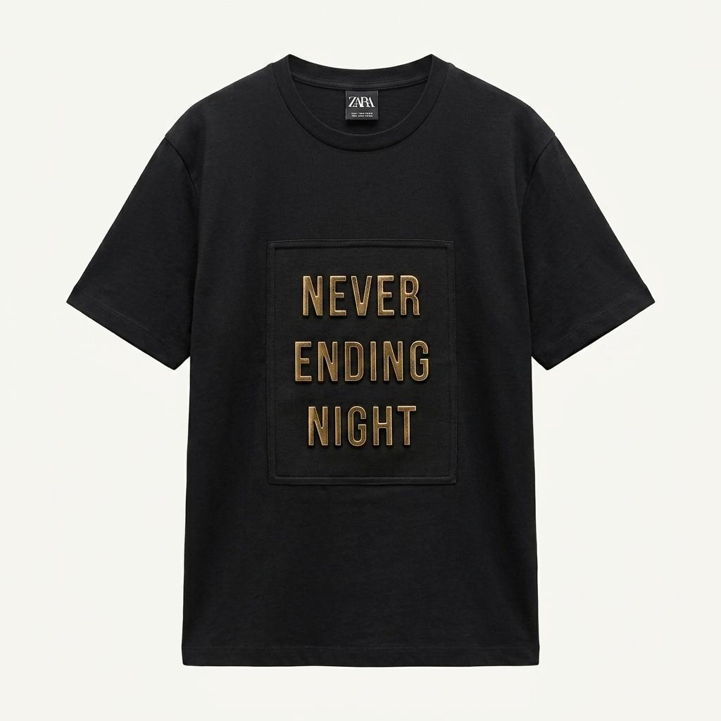 ZARA 블랙 반팔티 레터링 M 1