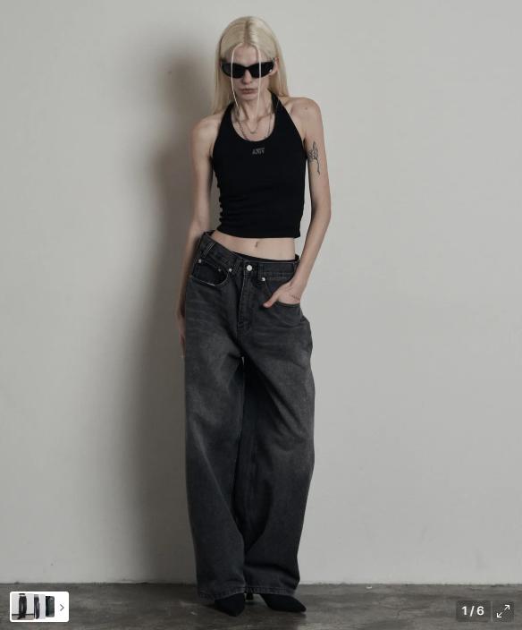 어니브 CAT BRUSH FADE WIDE DENIM PANTS RUSTY BLACK 3