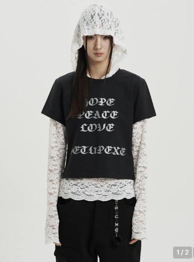 셋업이엑스이 LACE BUTTON HOODIE TOP 3