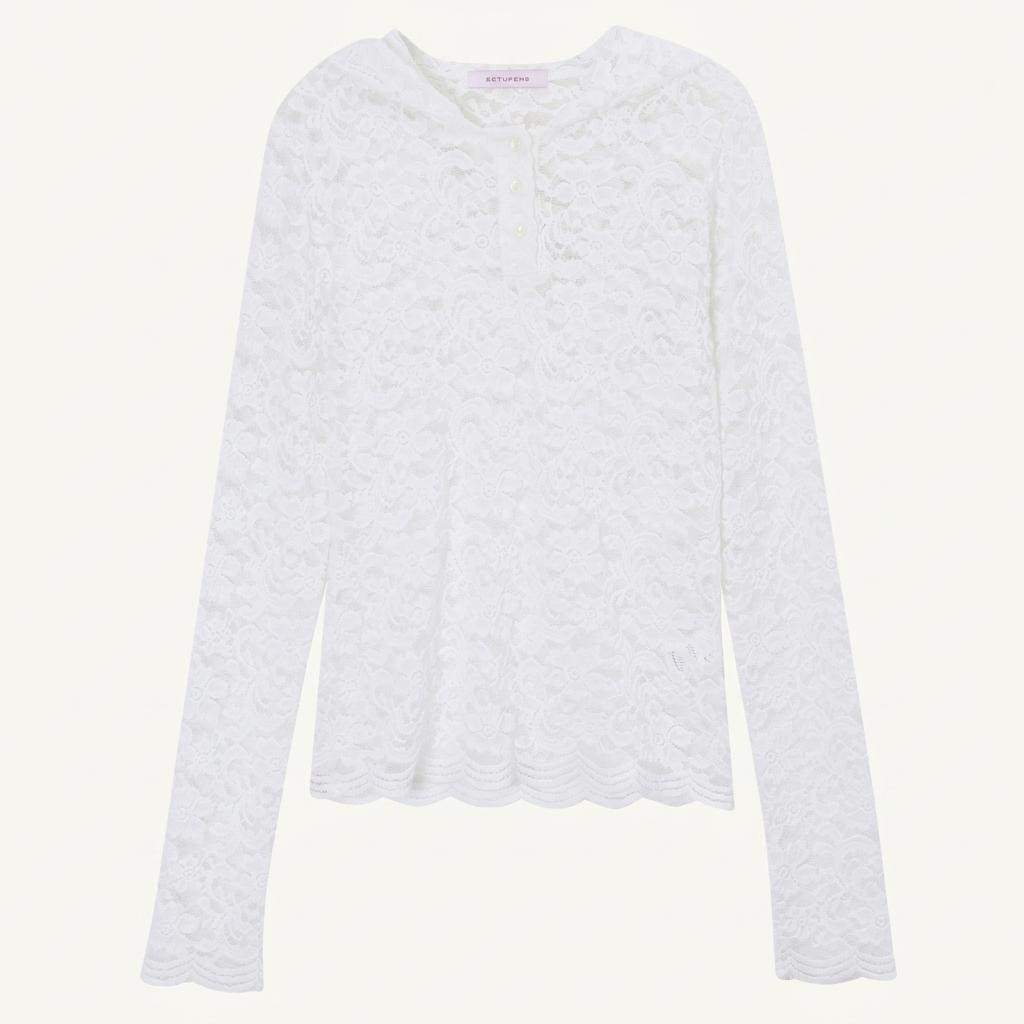 셋업이엑스이 LACE BUTTON HOODIE TOP 1