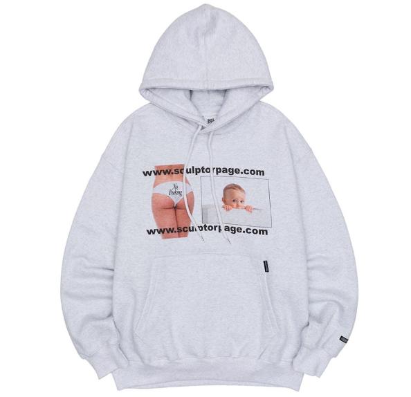 스컬프터 Effin No Peeking Hoodie White Melange  3