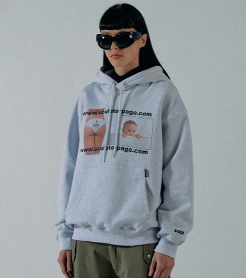 스컬프터 Effin No Peeking Hoodie White Melange  2