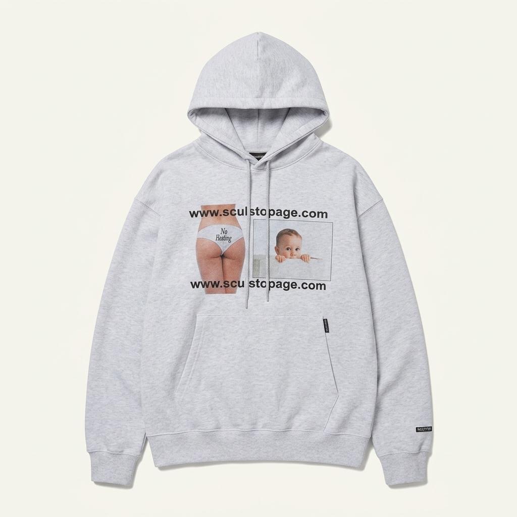 스컬프터 Effin No Peeking Hoodie White Melange  1
