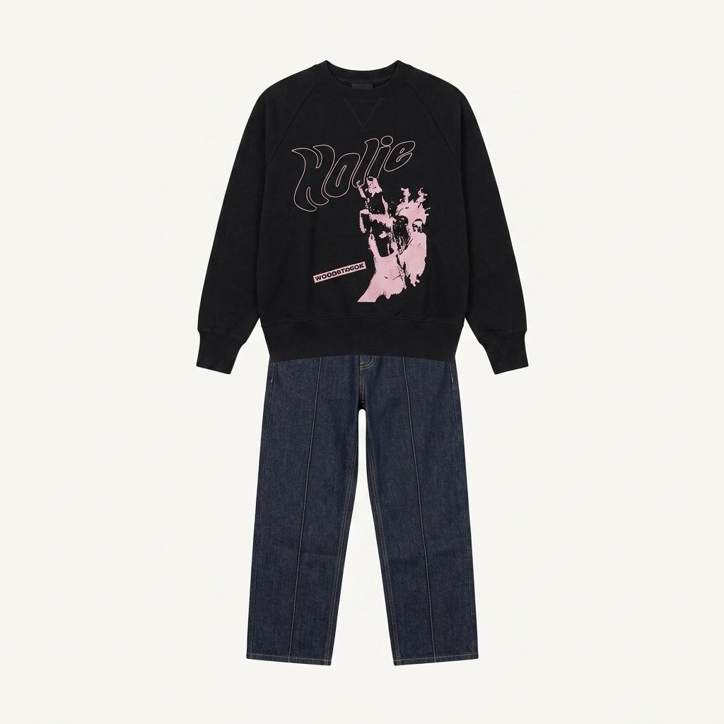 [ETCE 이티씨이] HOLIC RAGLAN SWEATSHIRT (BLACK) 1