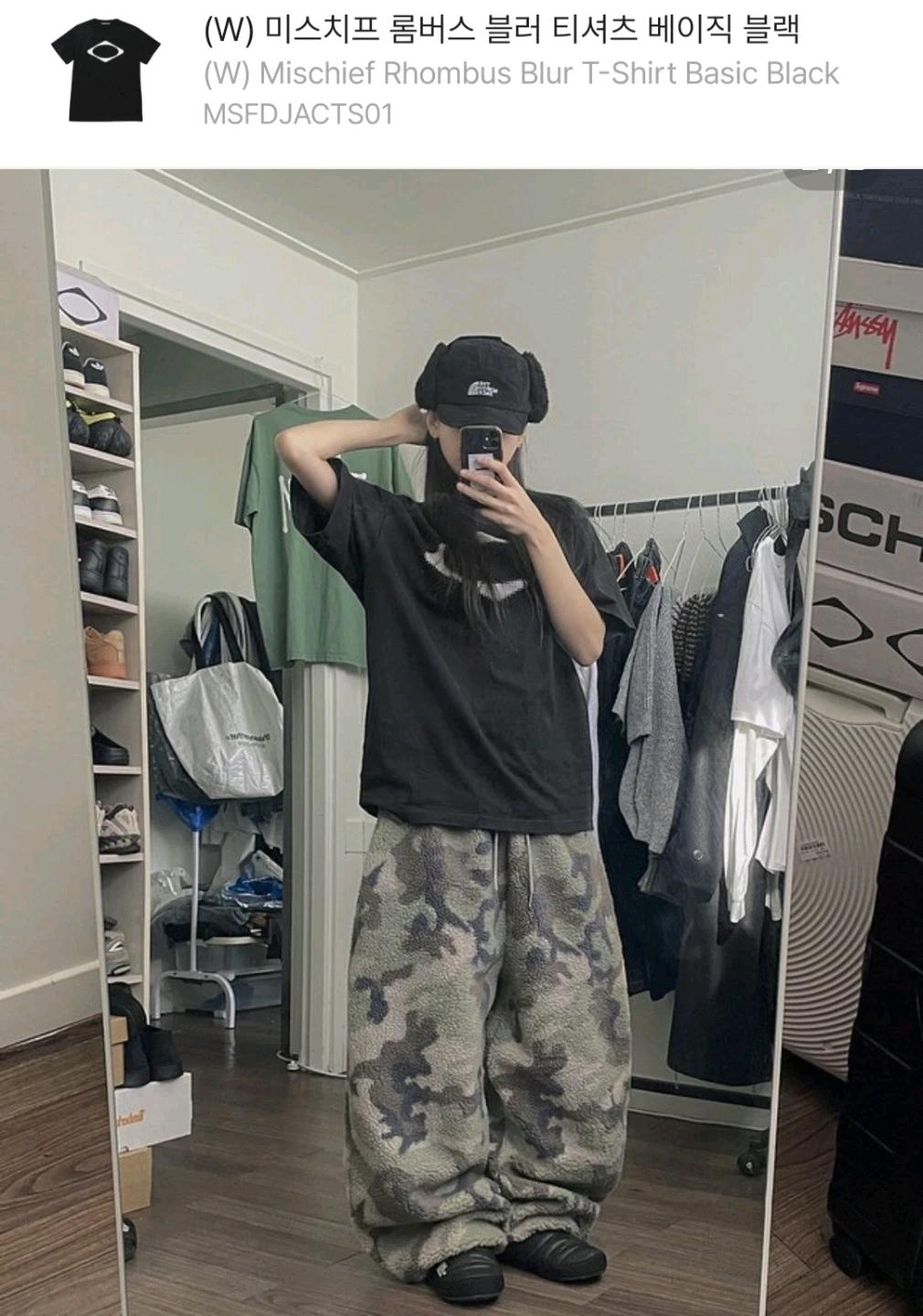 미스치프 롬버스 블러 베이직 티셔츠 블랙 2