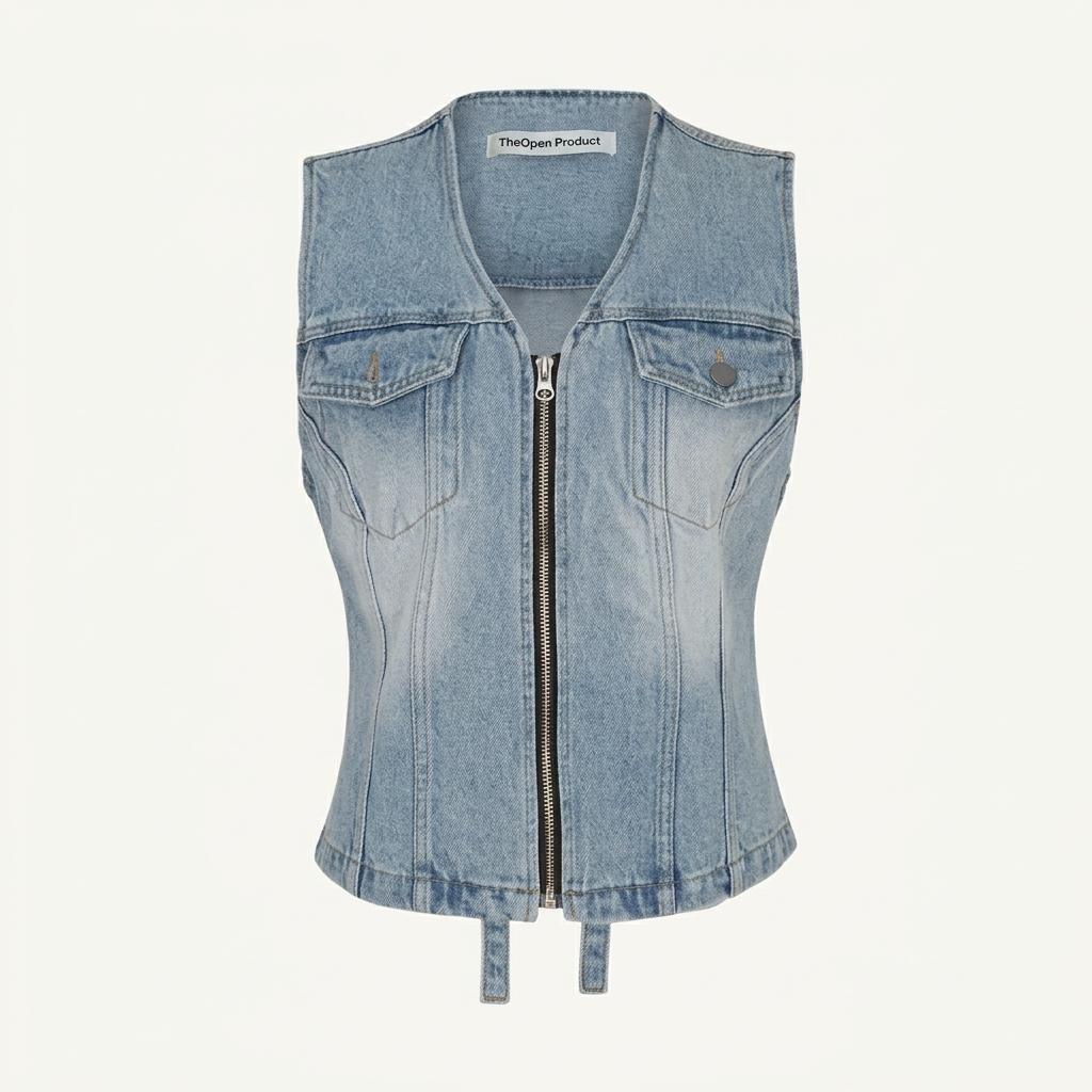 더오픈프로덕트 WASHED DENIM VEST-BLUE 1