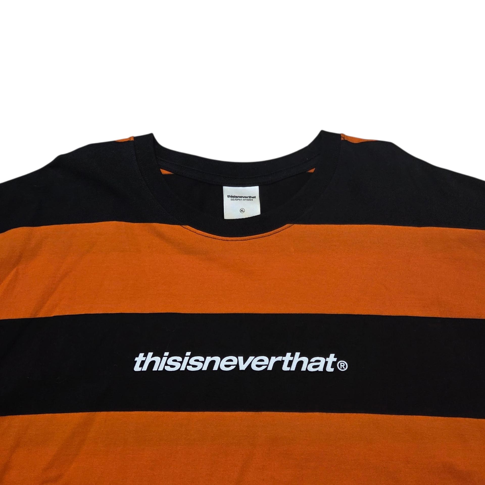 Thisisneverthat 디스이즈네버댓 스트라이프 주황 반팔 티셔츠  4