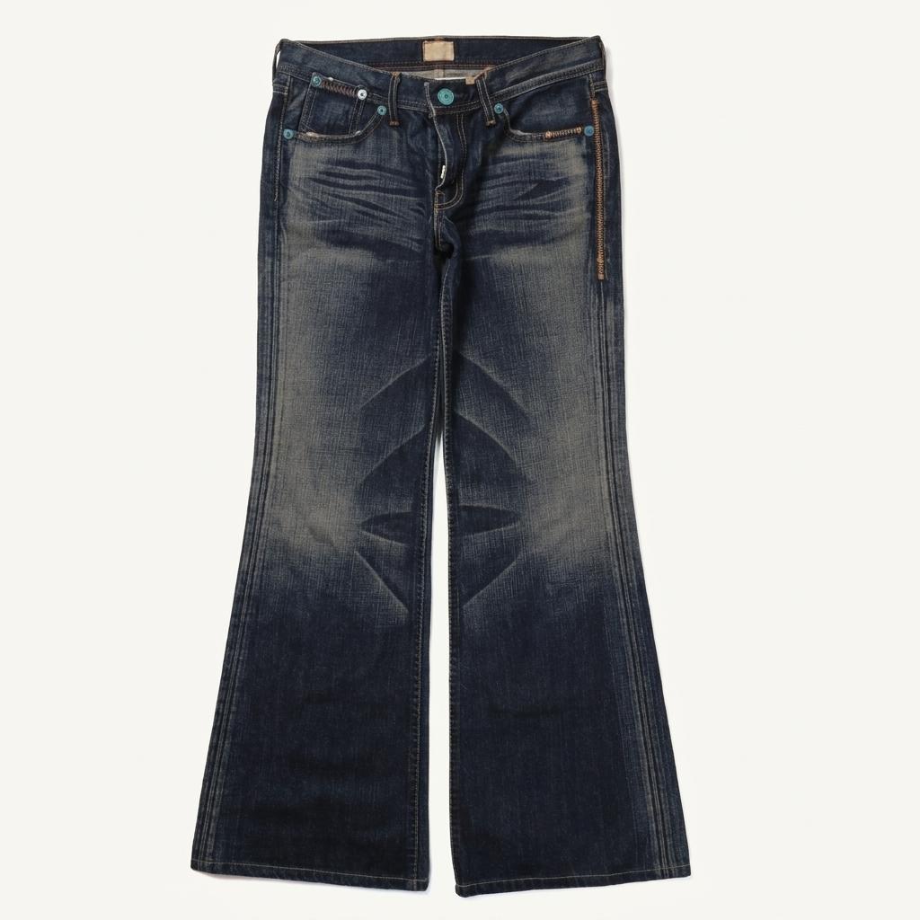 Redlock Whisker Denim Flare Pants 1