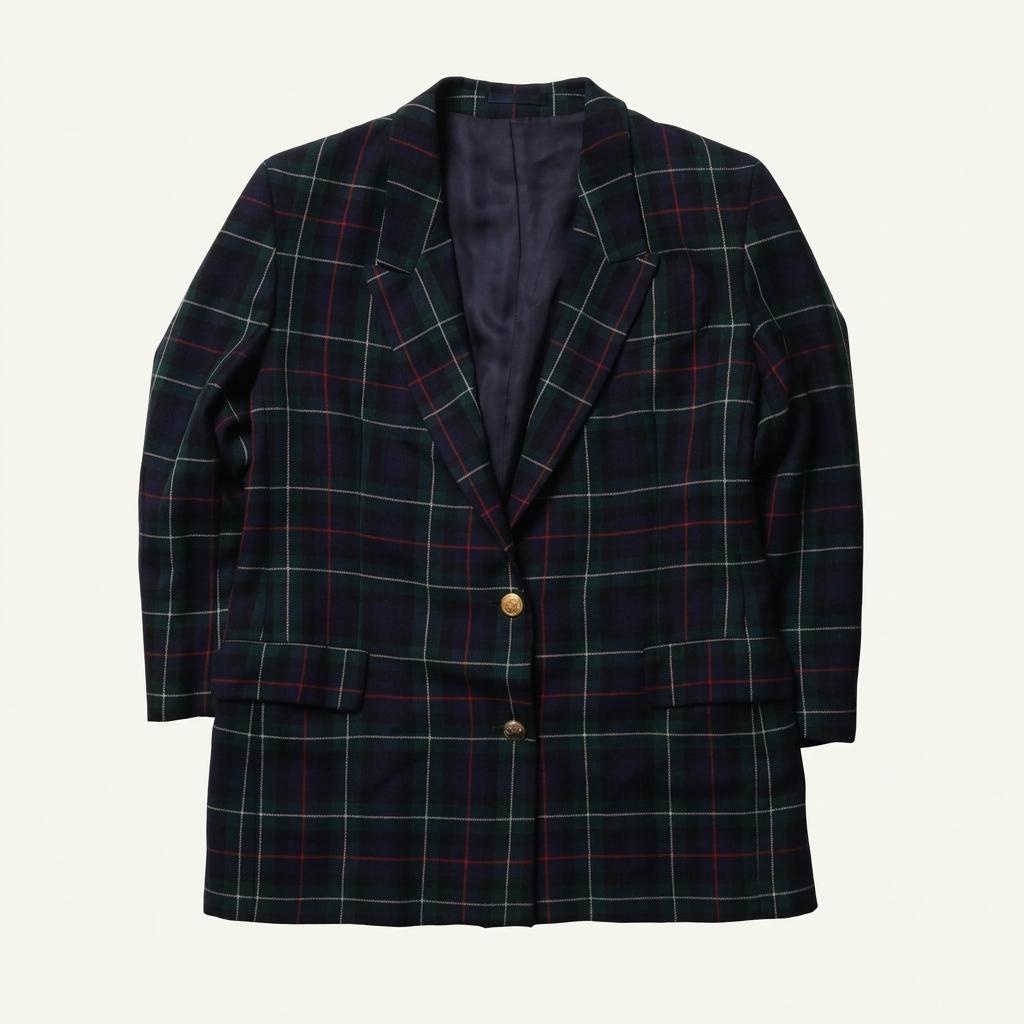 버버리 Burberry Check Pattern 2B Wool Blazer 1