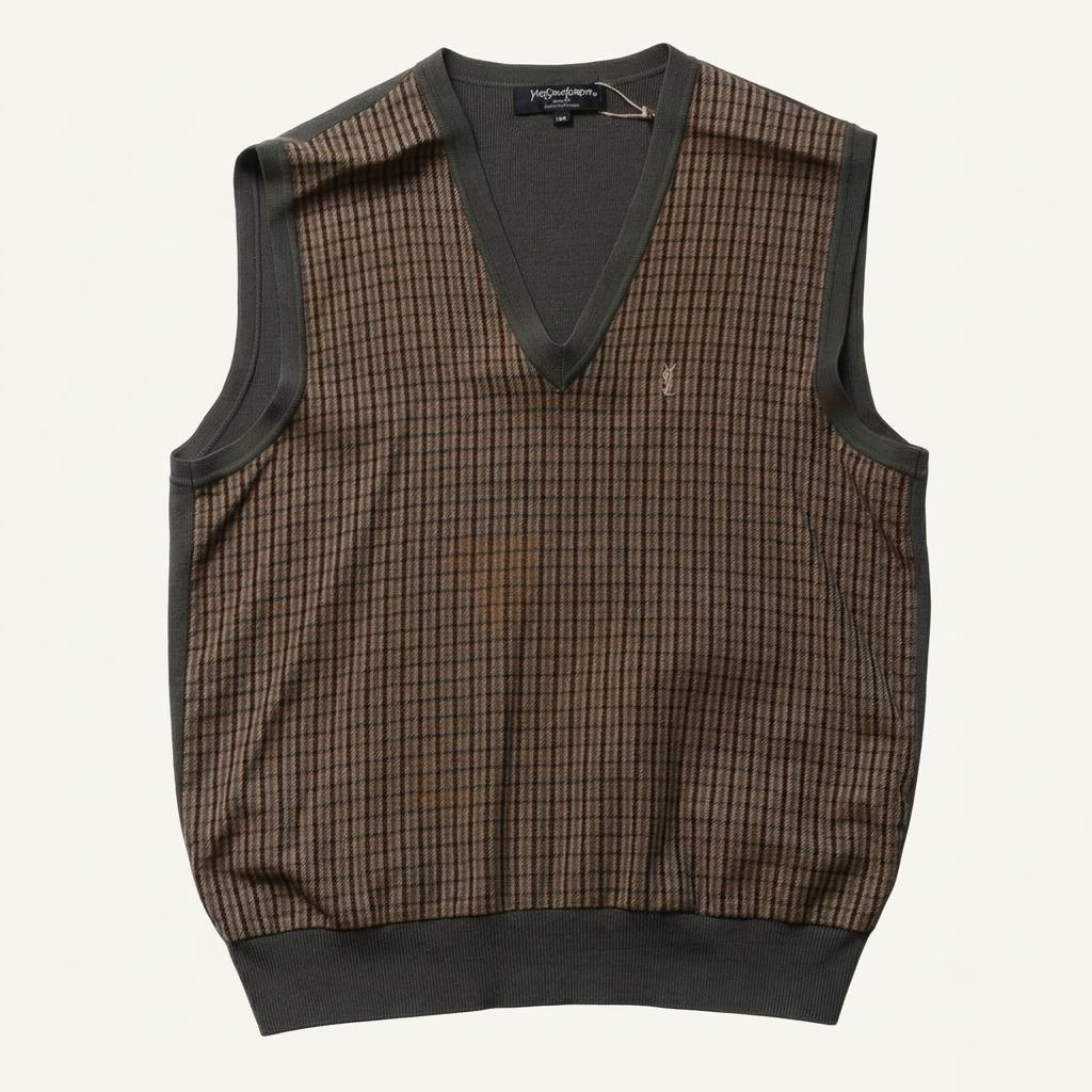 입생로랑 Yves Saint Laurent Check Pattern Knit Vest 1