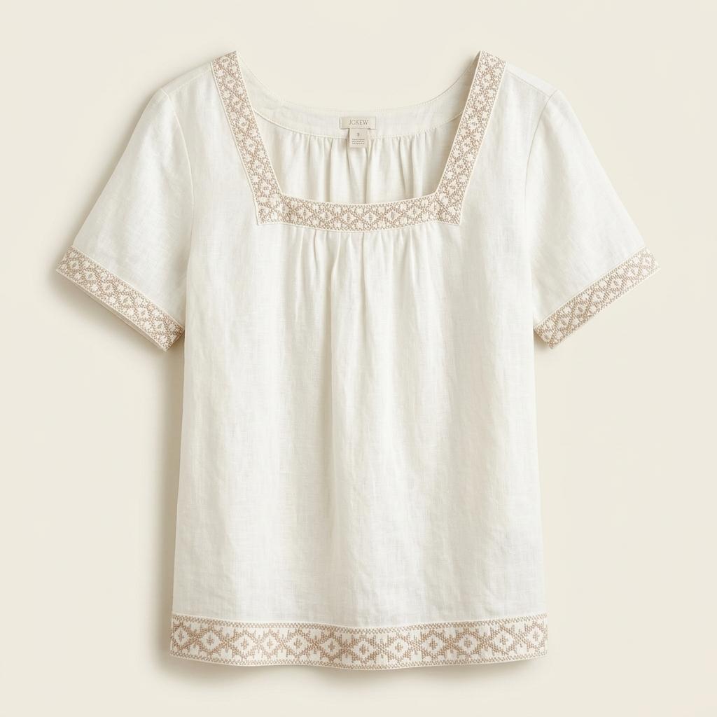 제이크루 J.CREW 아이보리색 반팔 블라우스 1