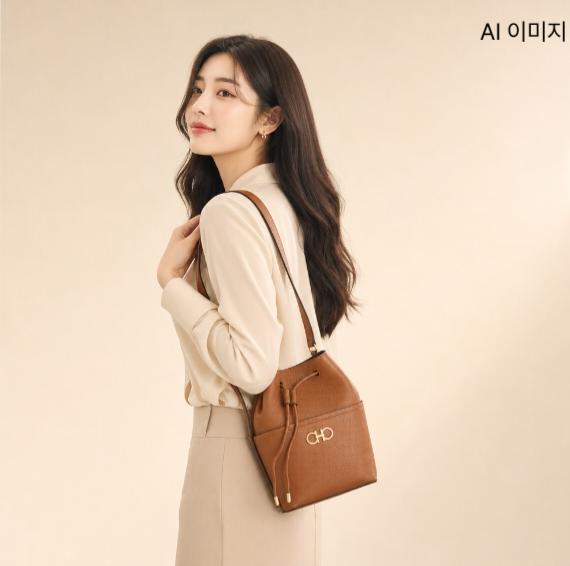 (정품) 페라가모 더블 간치니 가죽 버킷백 브라운 2