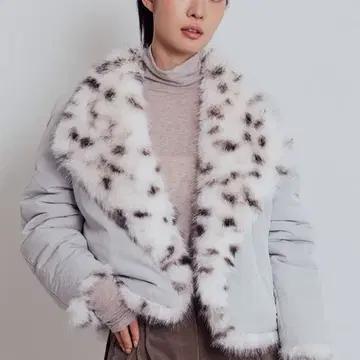 PEEP 달마시안 리버시블 폭스 퍼 봄버 자켓 코트 mist gray 3