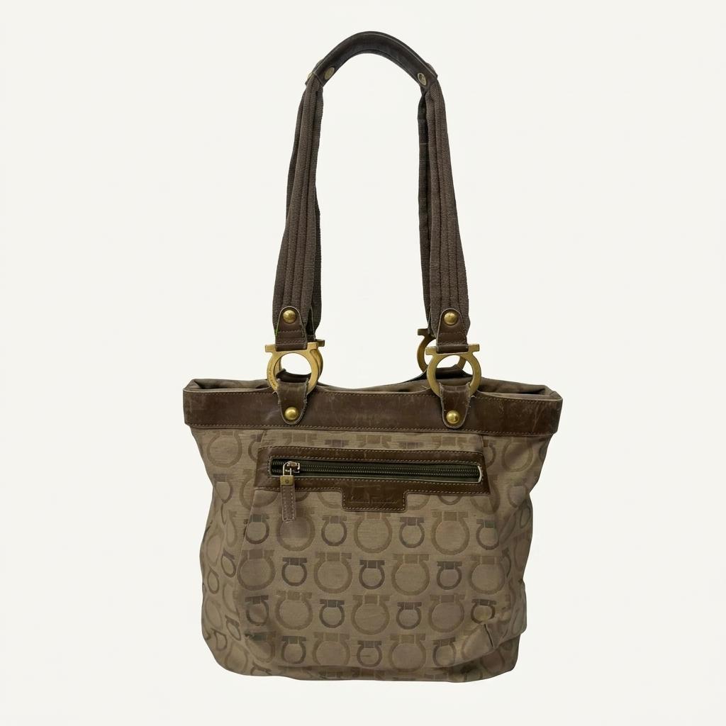 Salvatore Ferragamo Gancini jacquard tote bag 1