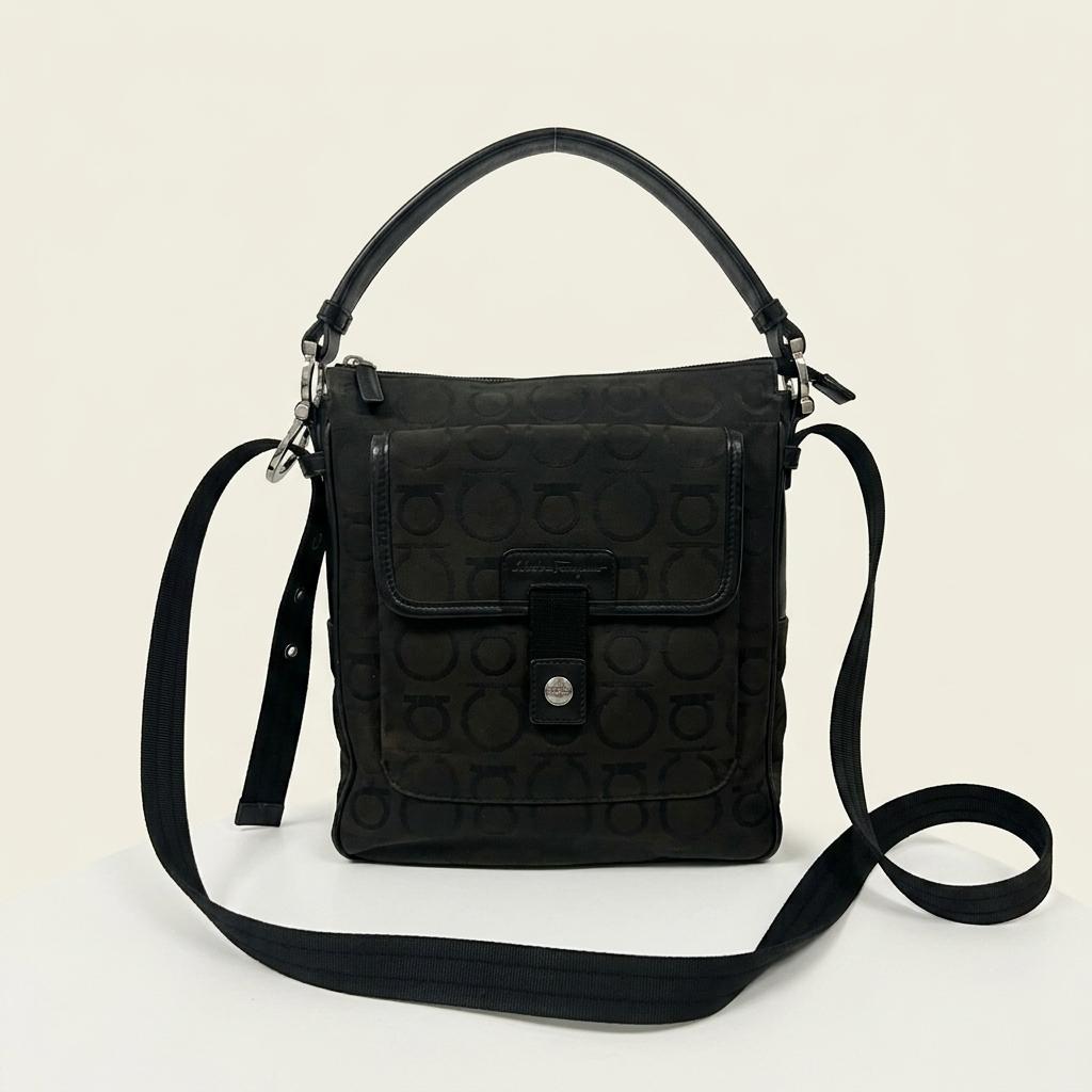 Salvatore Ferragamo Gancini canvas crossbody bag 1