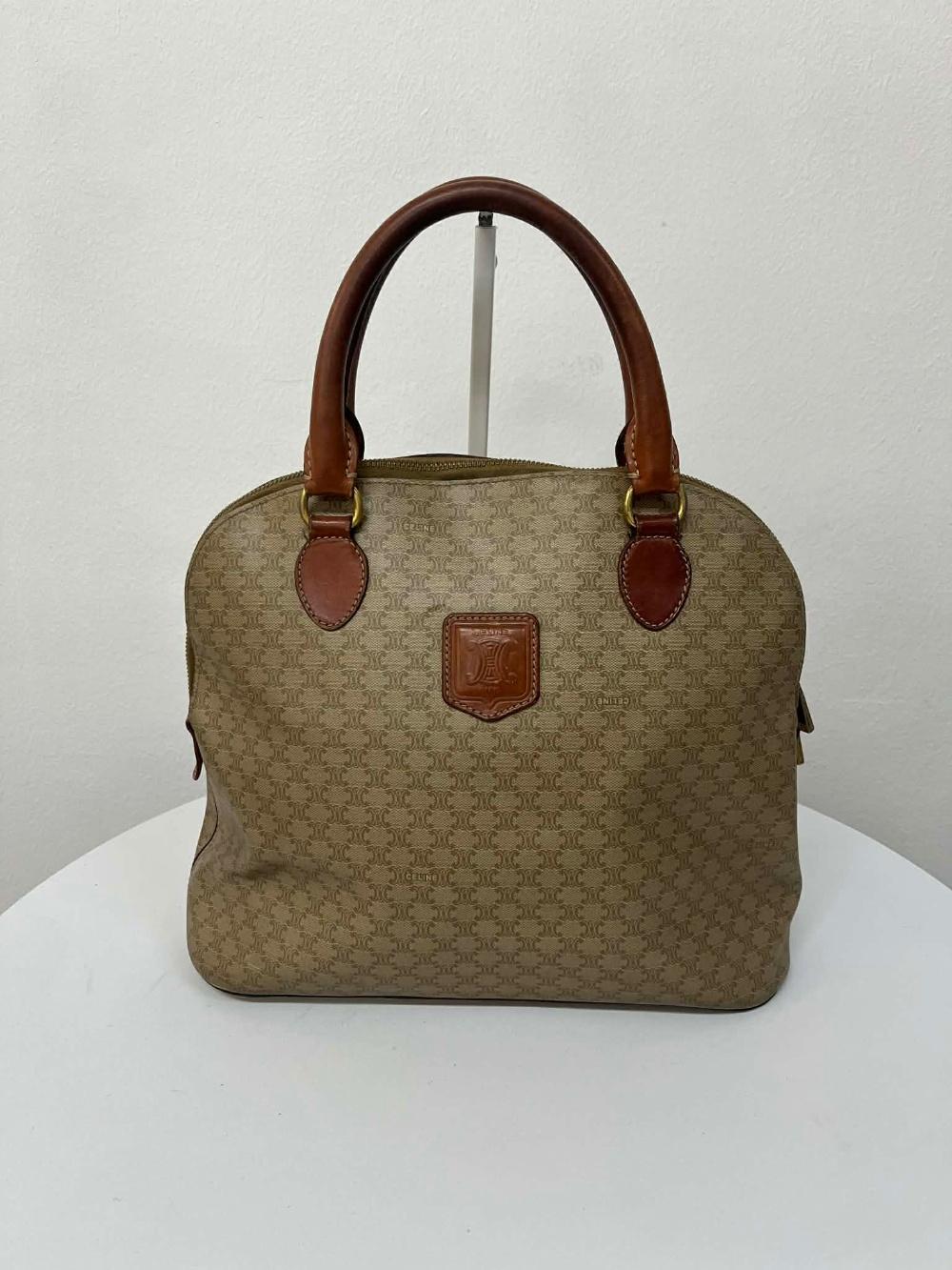 Celine macadam canvas leather handle boston bag 3
