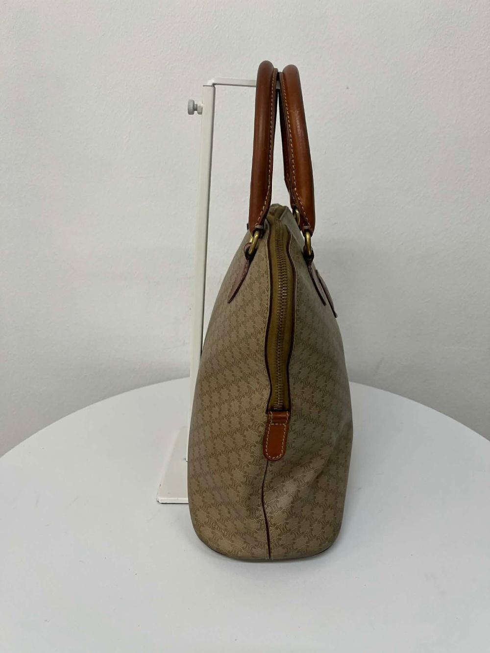 Celine macadam canvas leather handle boston bag 4