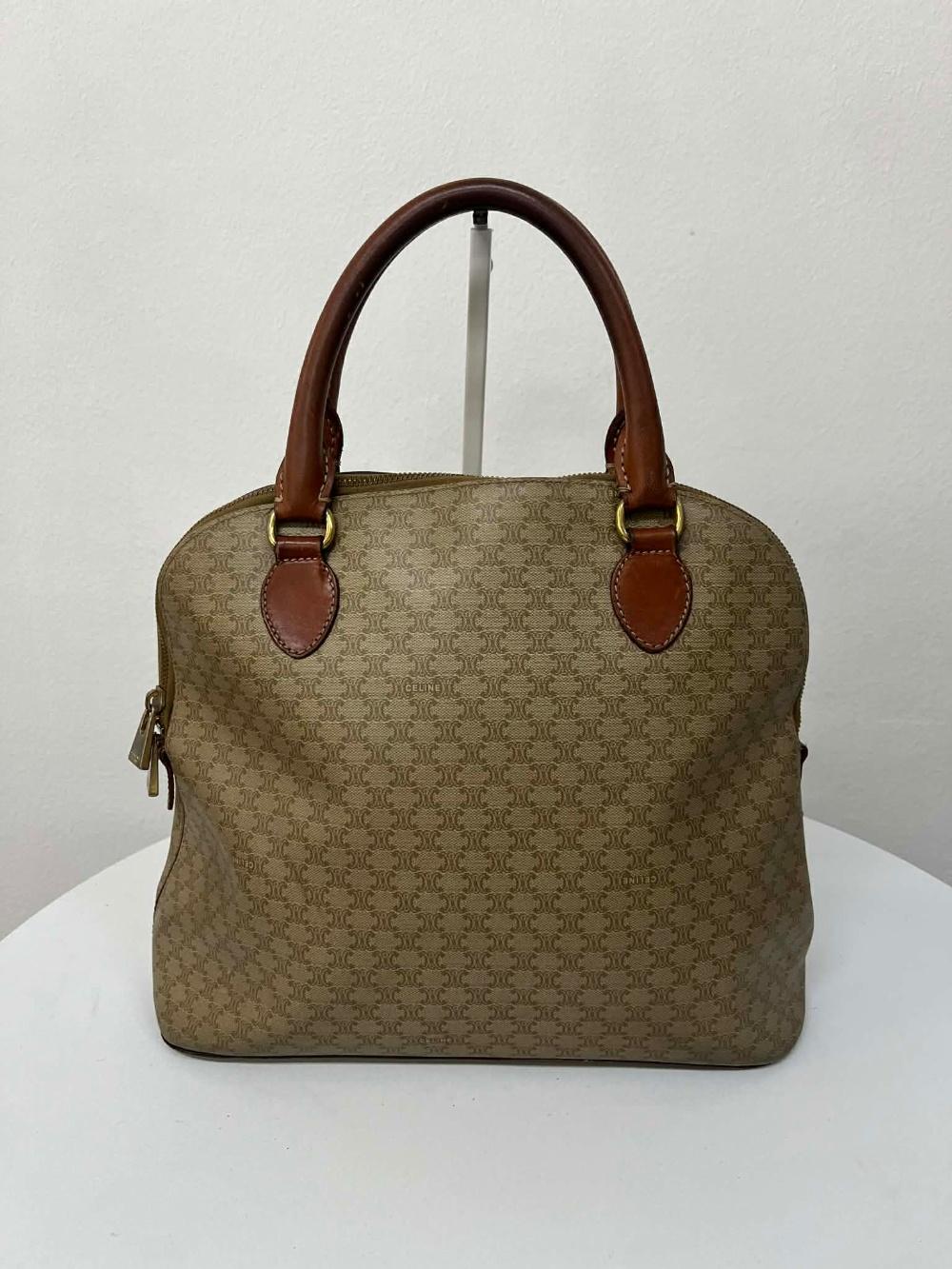 Celine macadam canvas leather handle boston bag 5