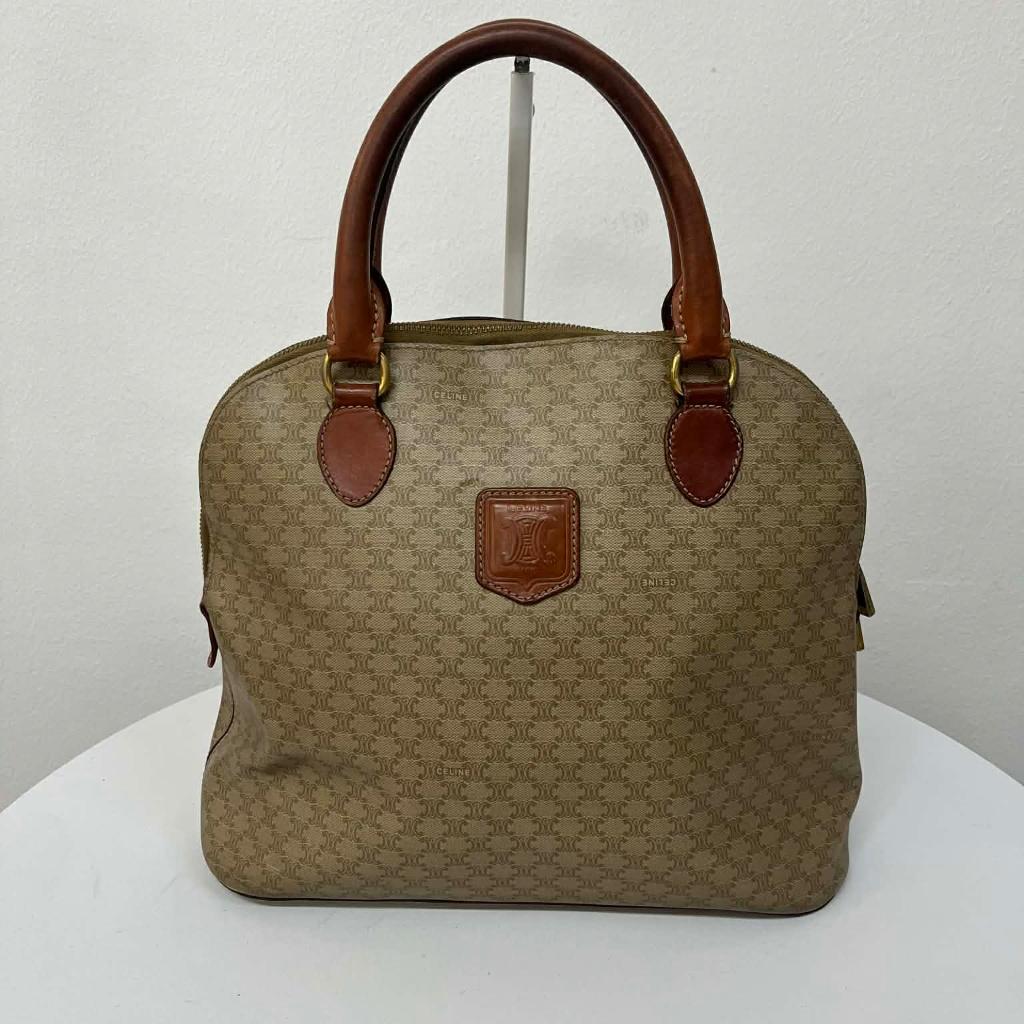 Celine macadam canvas leather handle boston bag 2