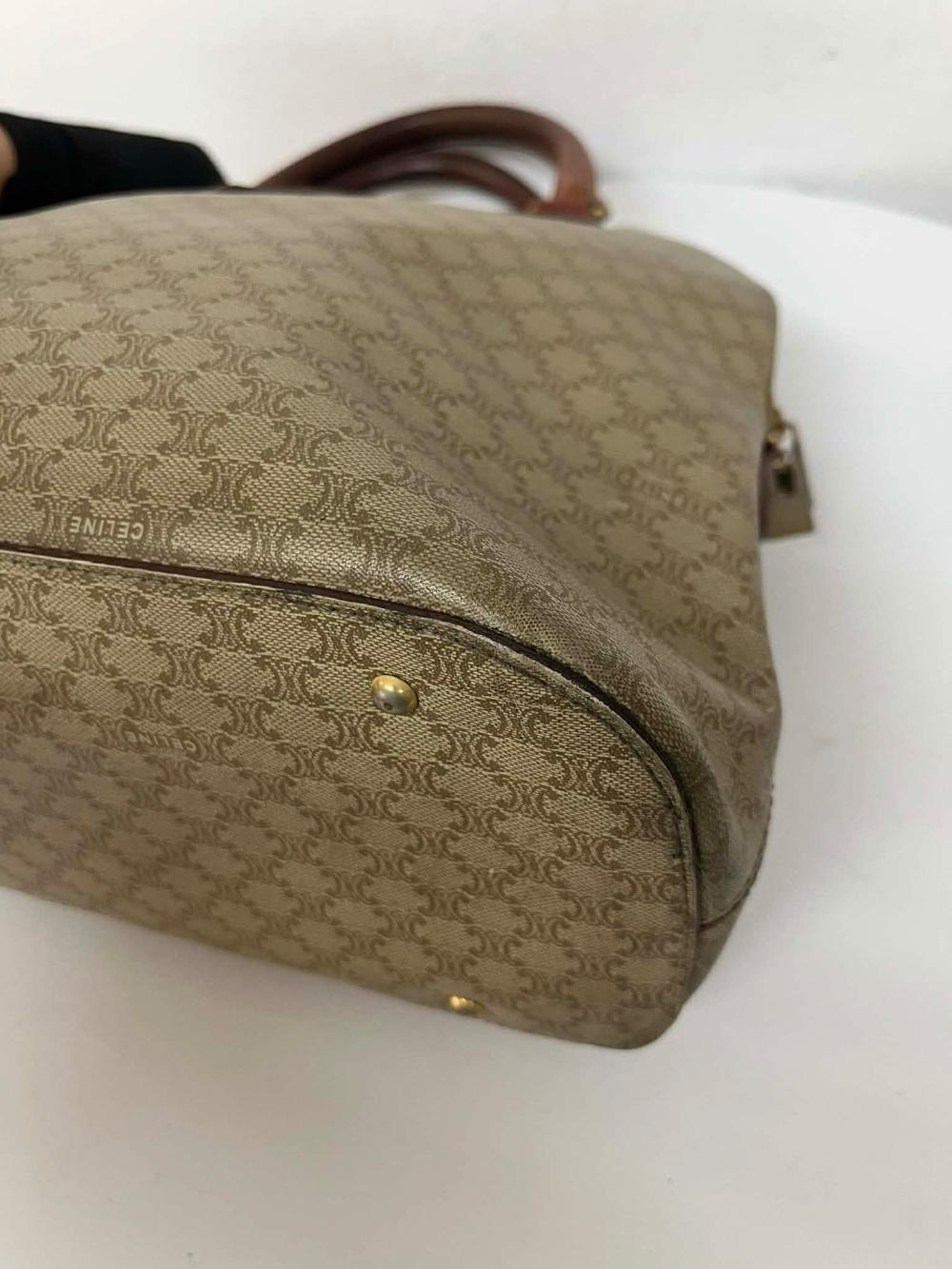 Celine macadam canvas leather handle boston bag 9