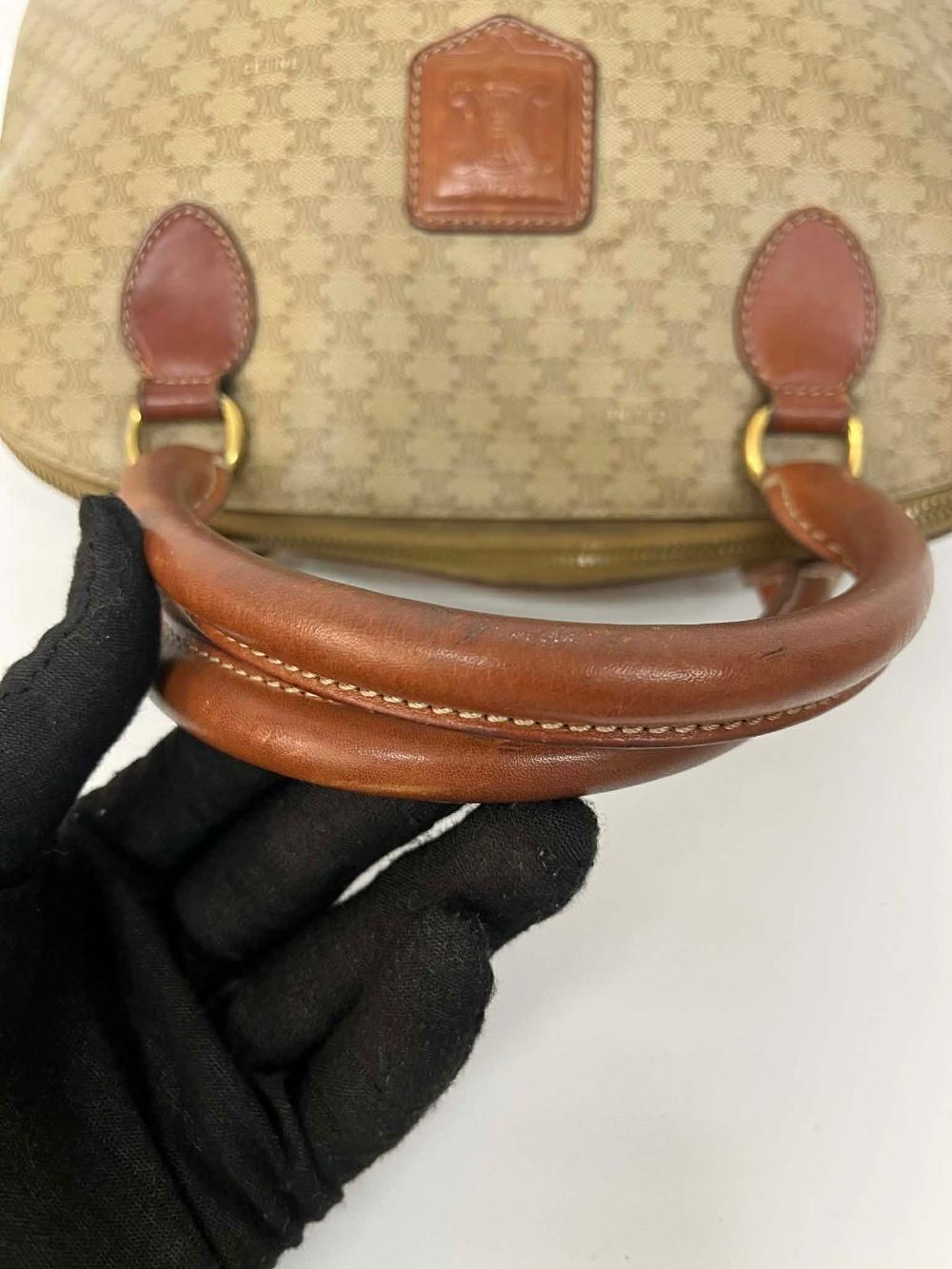 Celine macadam canvas leather handle boston bag 11