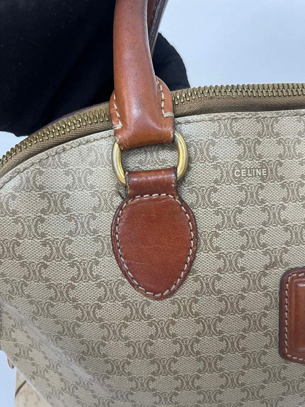 Celine macadam canvas leather handle boston bag 10