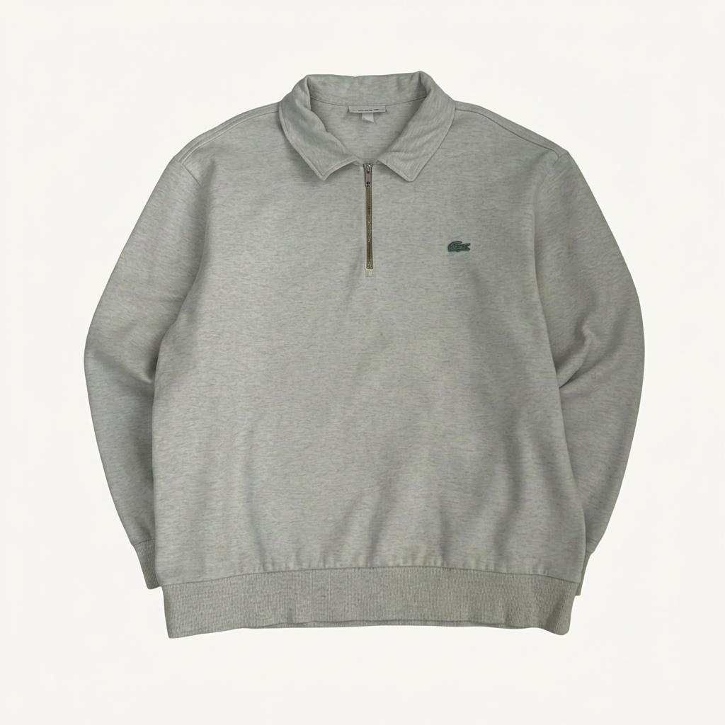 [5] Lacoste half zip collar sweatshirt light grey 1
