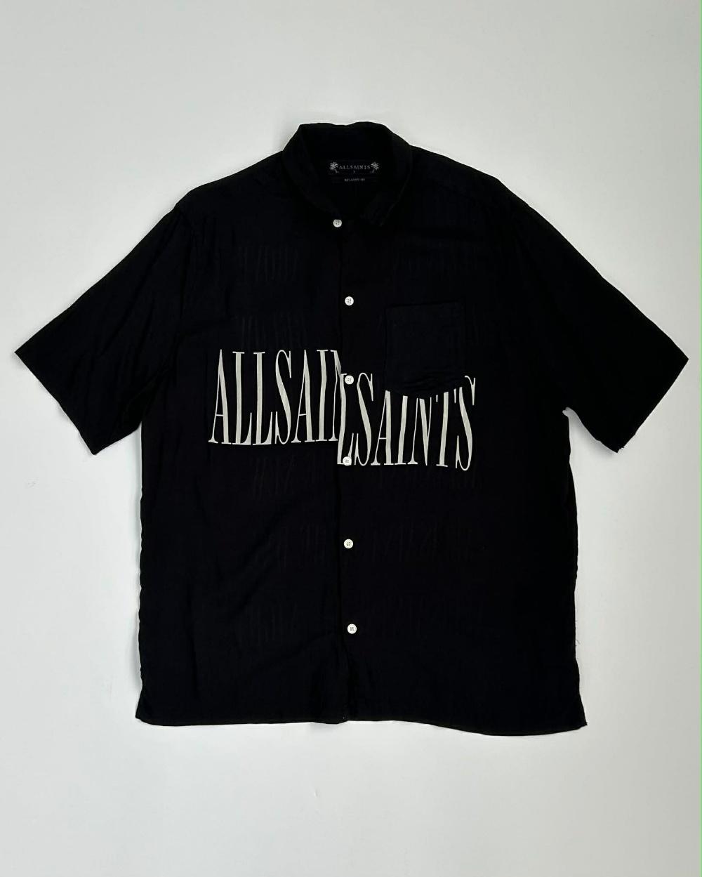 [L] AllSaints black graphic short sleeve shirt 3