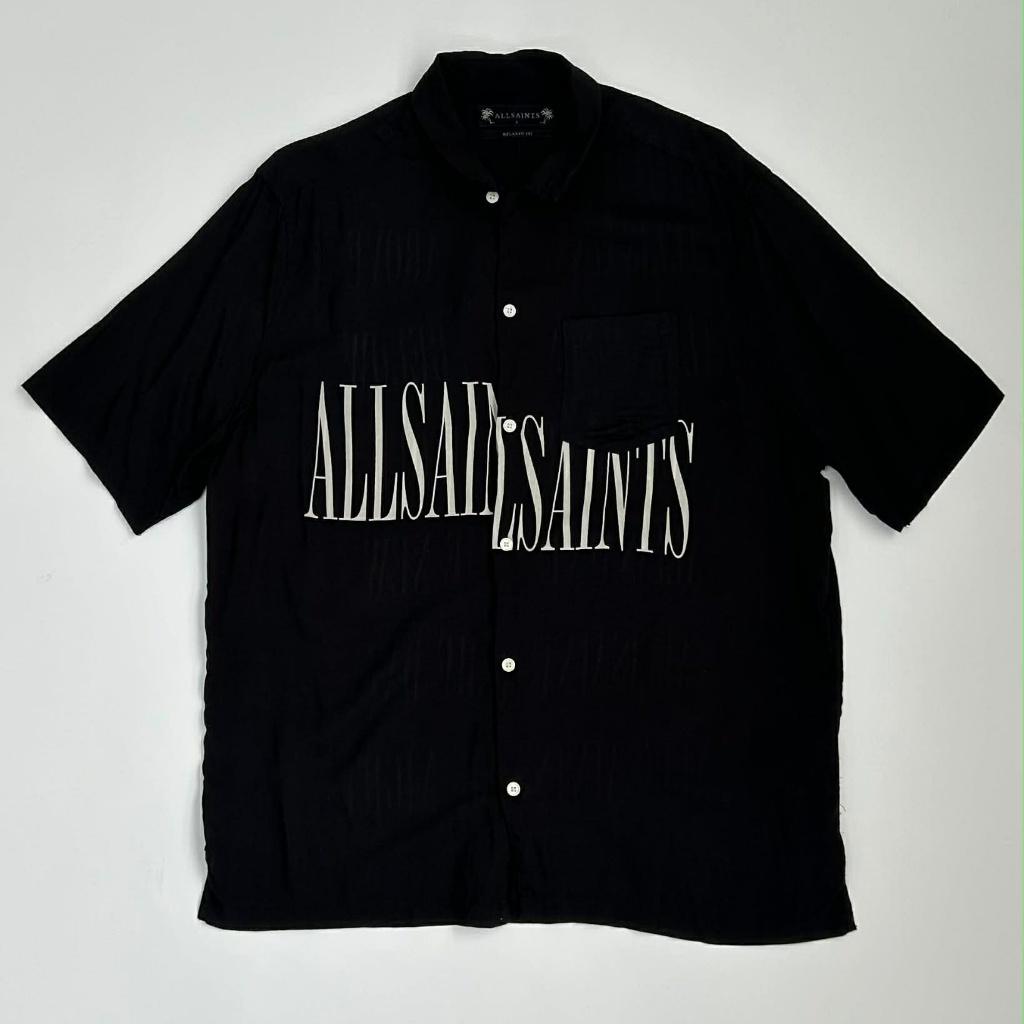 [L] AllSaints black graphic short sleeve shirt 2