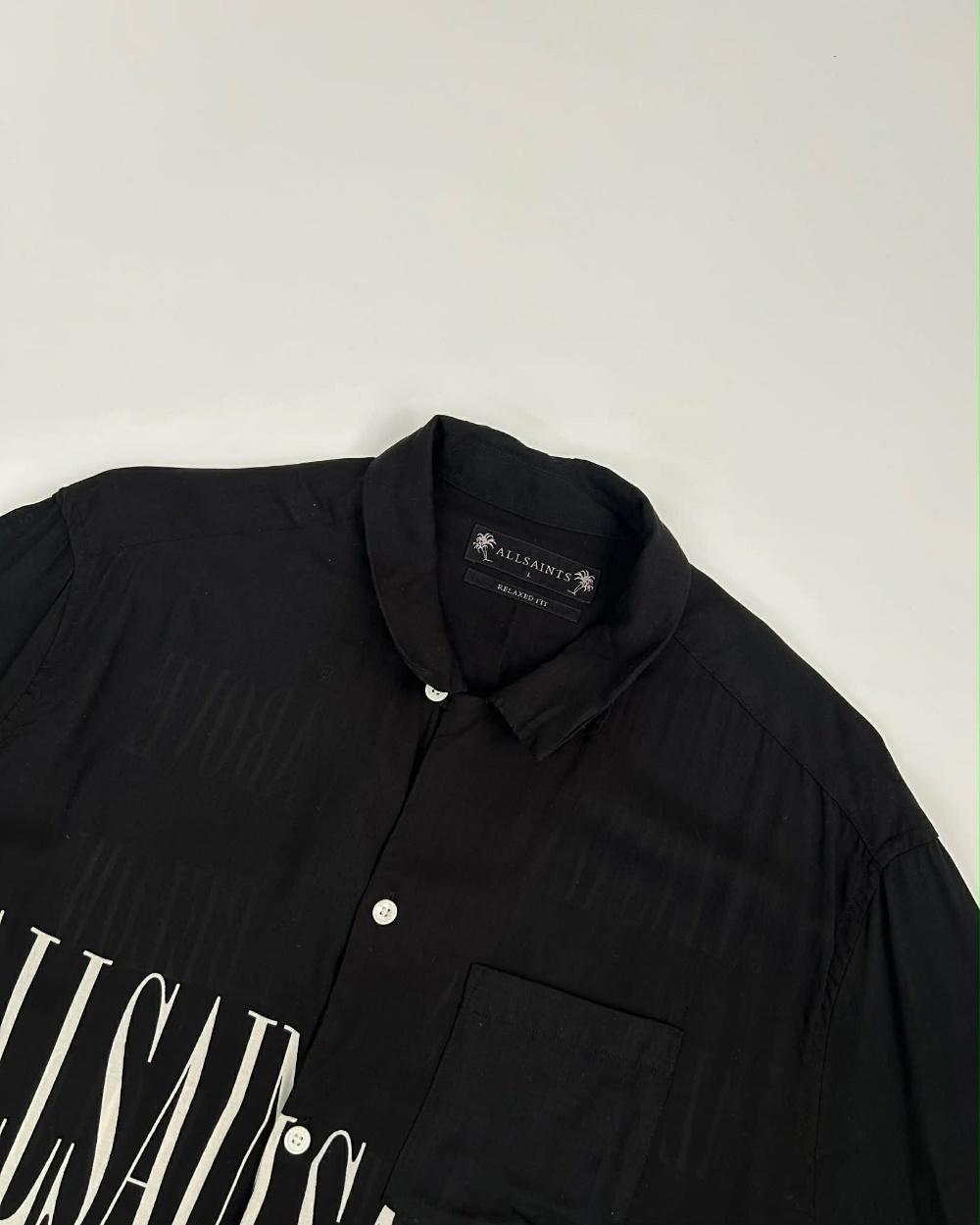 [L] AllSaints black graphic short sleeve shirt 5
