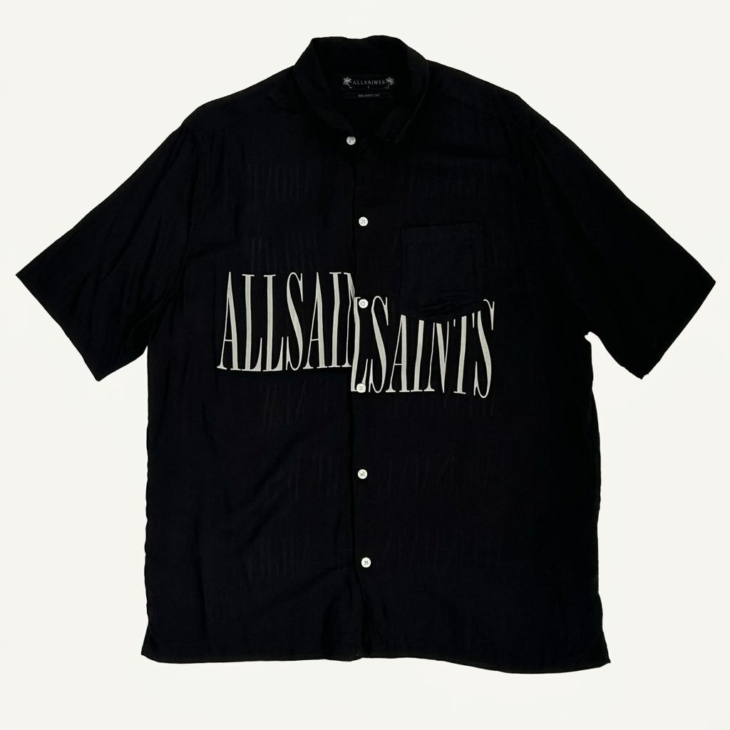 [L] AllSaints black graphic short sleeve shirt 1