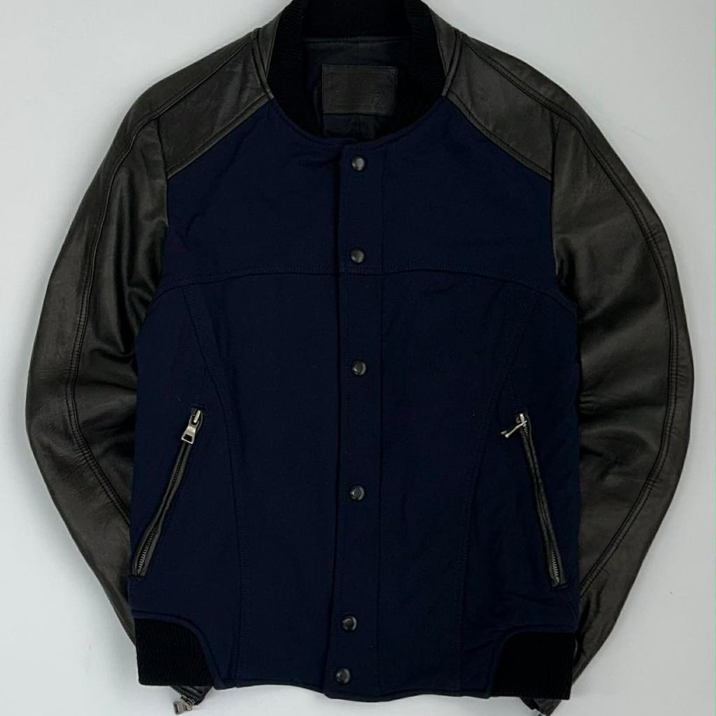 [95] Time homme leather sleeve stadium jacket 2