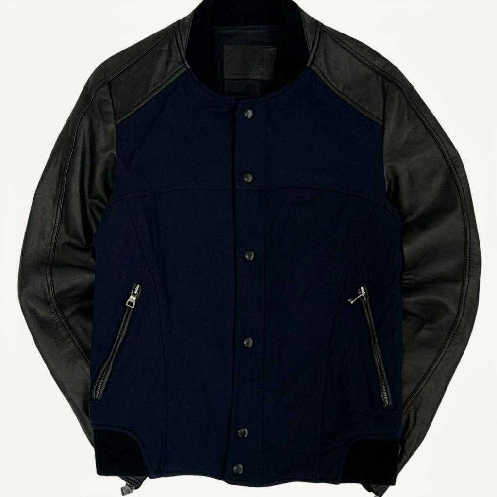 [95] Time homme leather sleeve stadium jacket 1