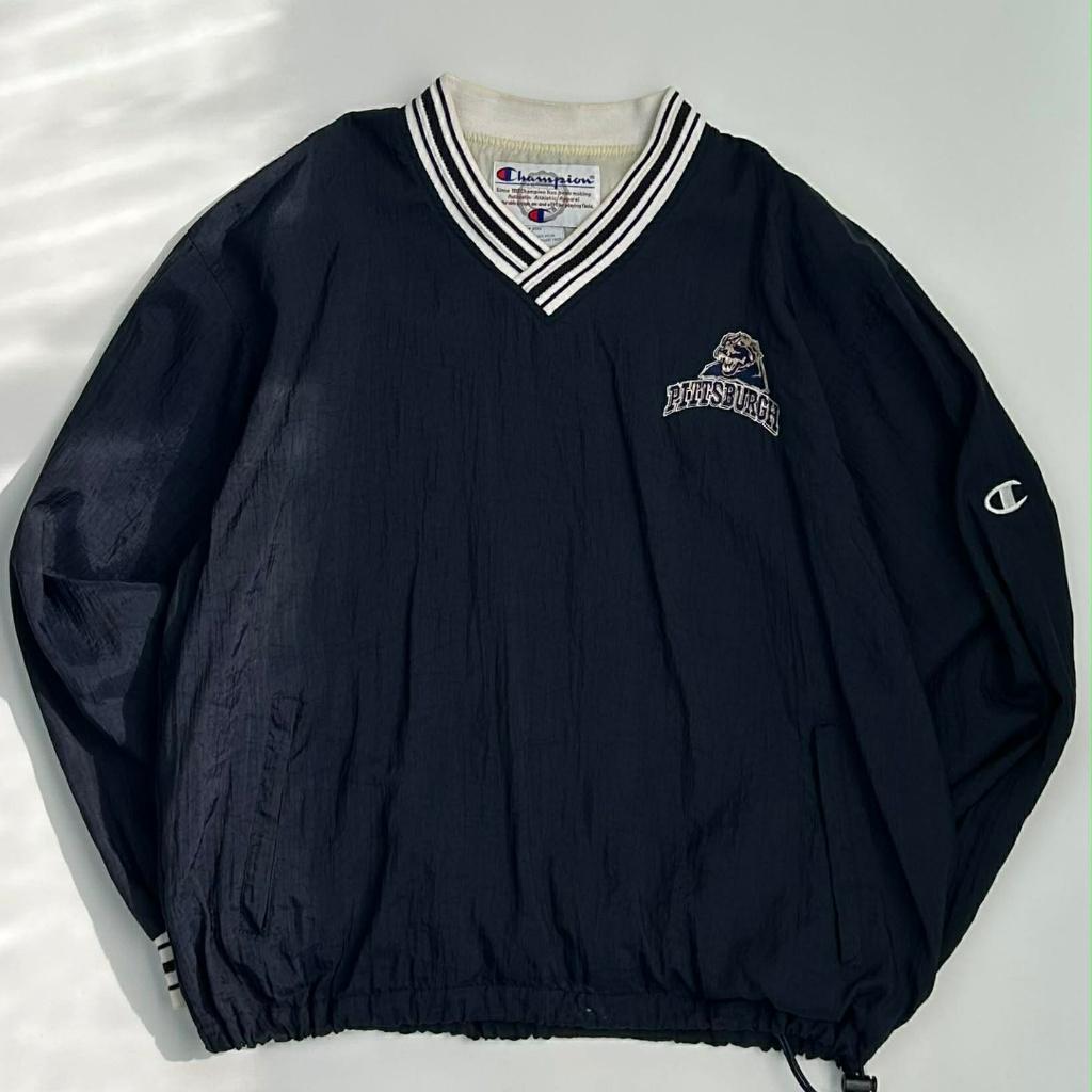 [L] Champion 90s Pittsburgh v-neck nylon pullover 2