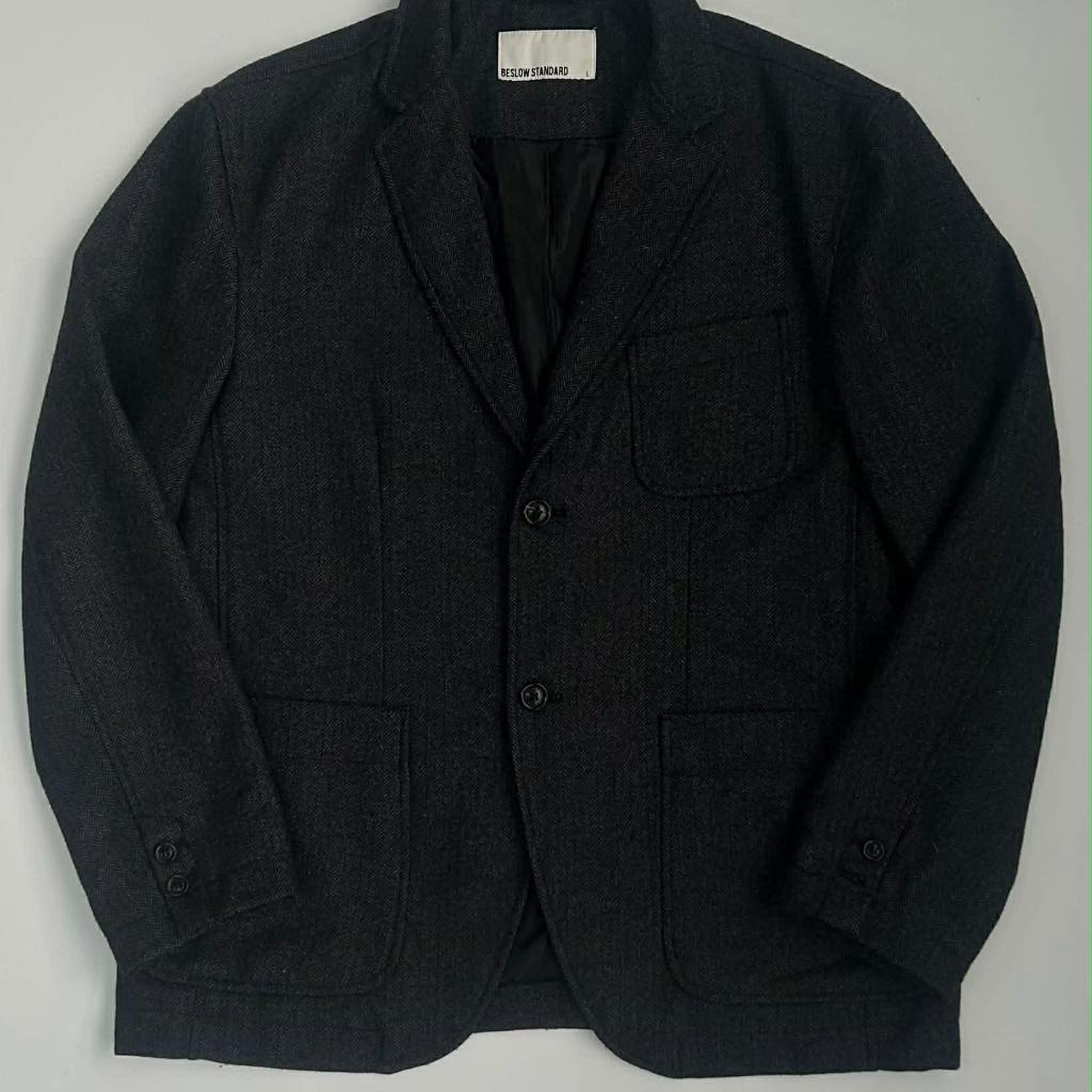 [L] Beslow Standard herringbone wool blazer 2