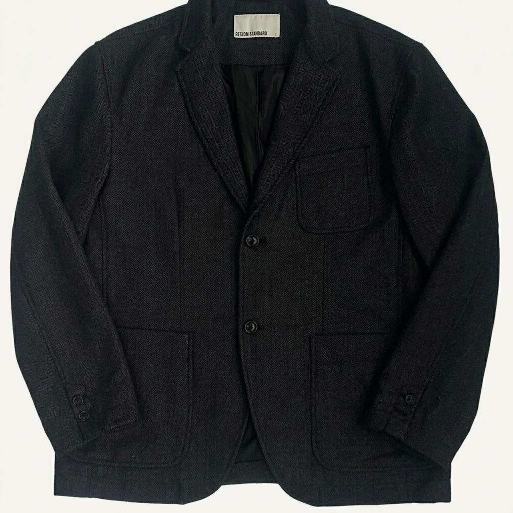 [L] Beslow Standard herringbone wool blazer 1