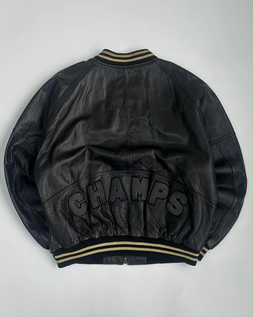 [Hants leather varsity jacket black] 3