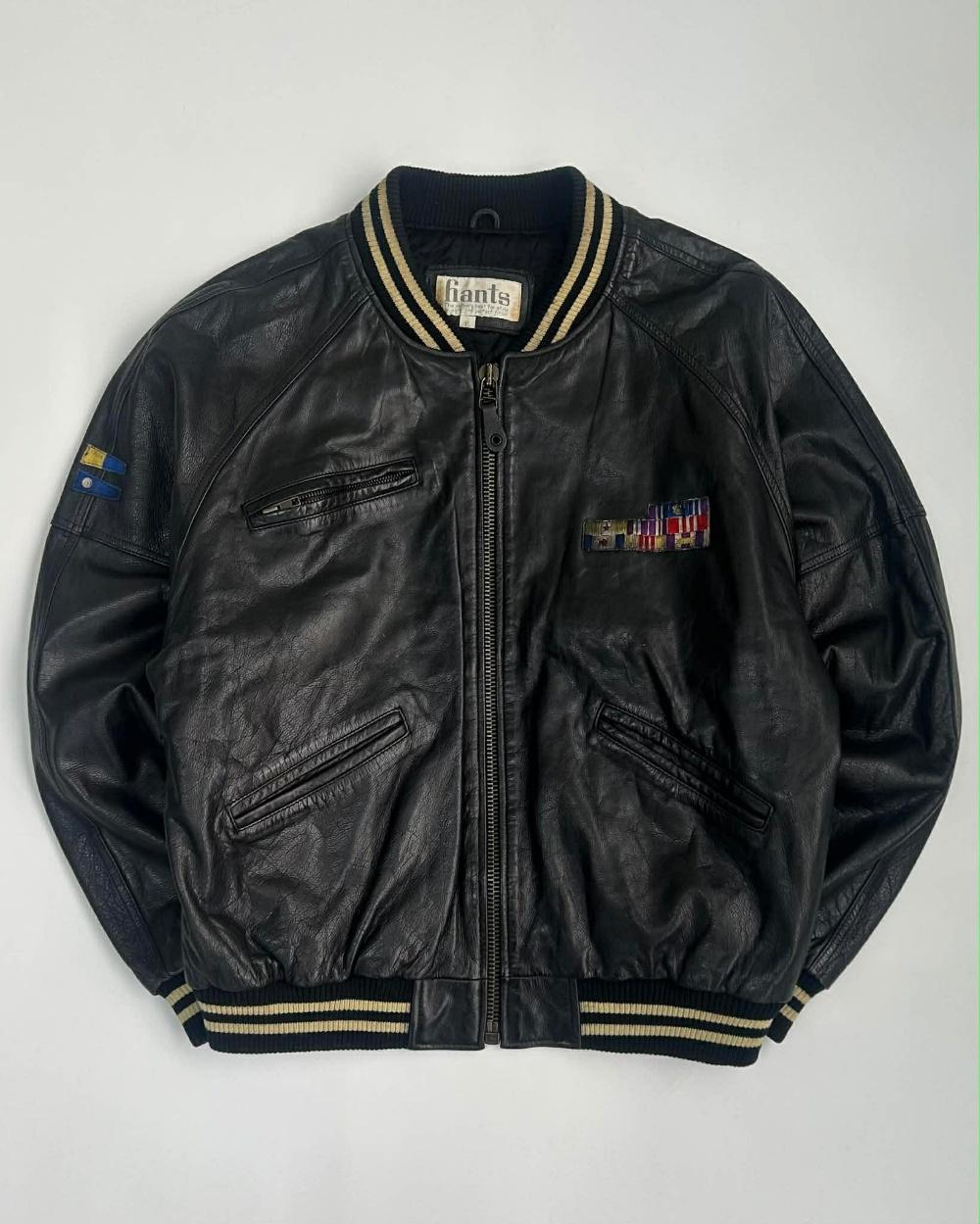 [Hants leather varsity jacket black] 2