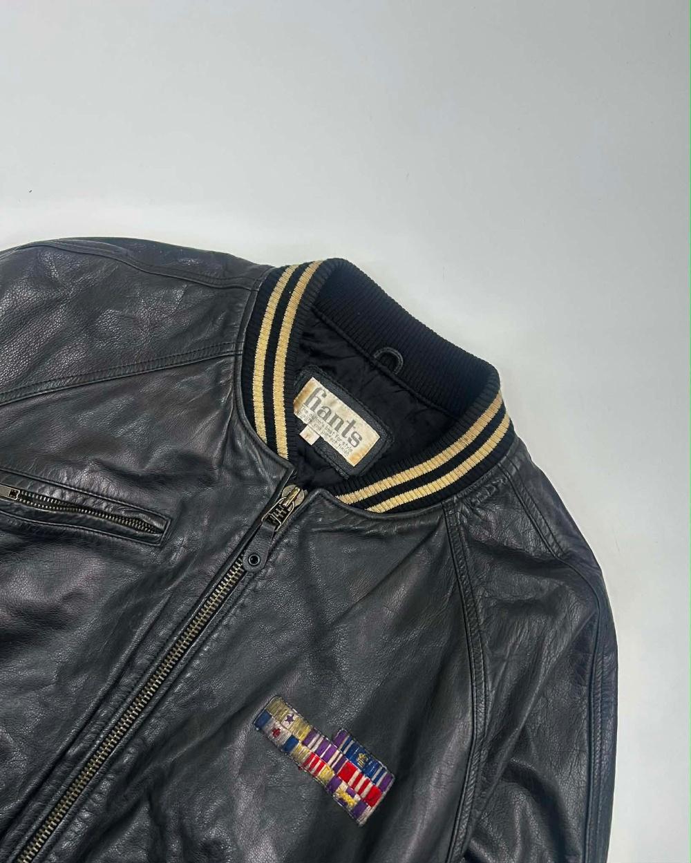 [Hants leather varsity jacket black] 4