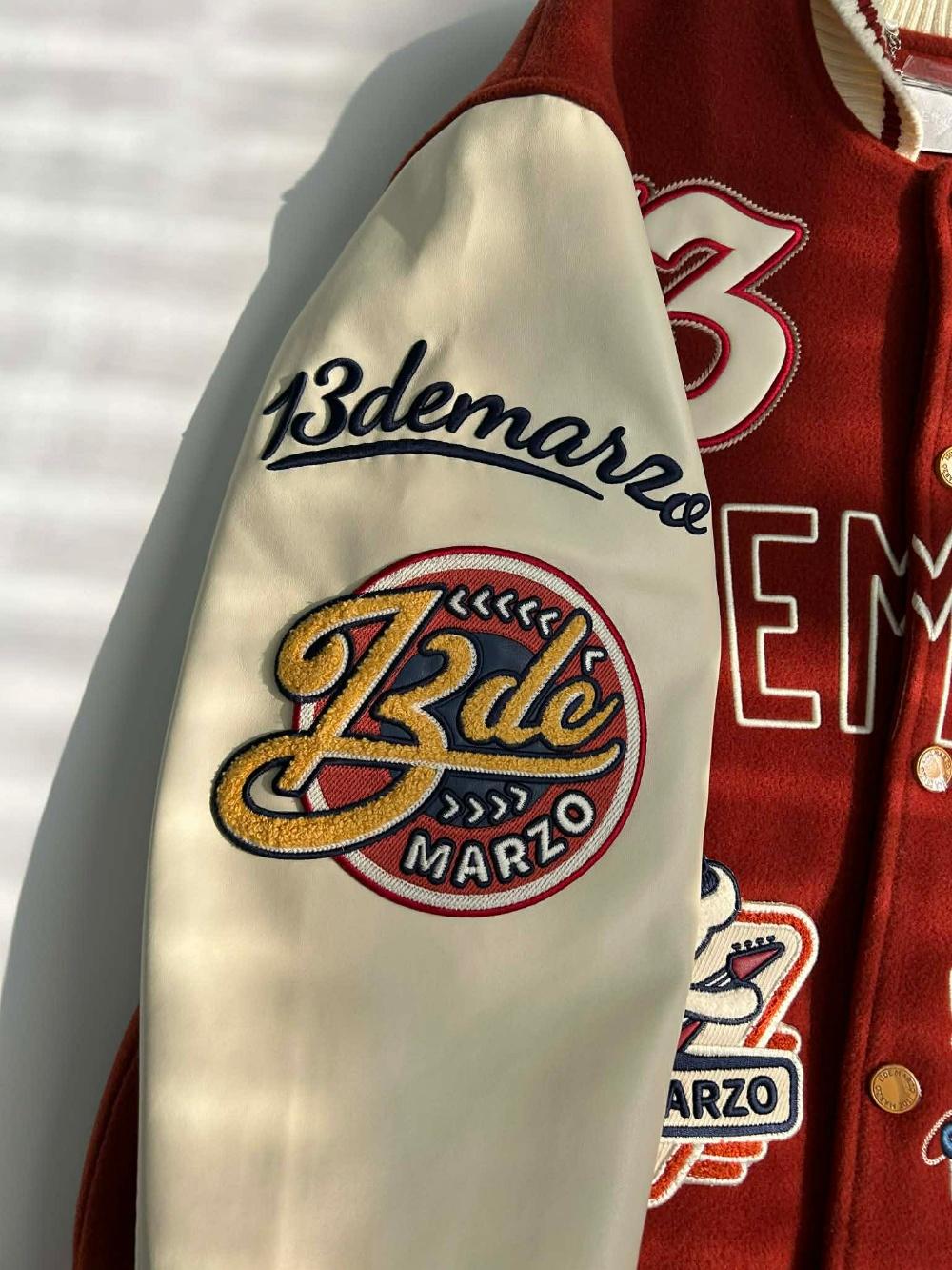 [M] 13De Marzo teddy patch varsity jacket 3