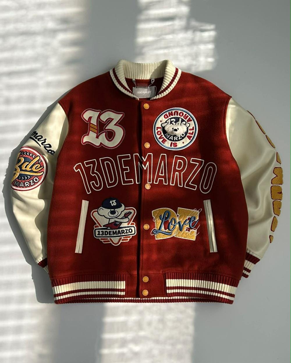 [M] 13De Marzo teddy patch varsity jacket 2