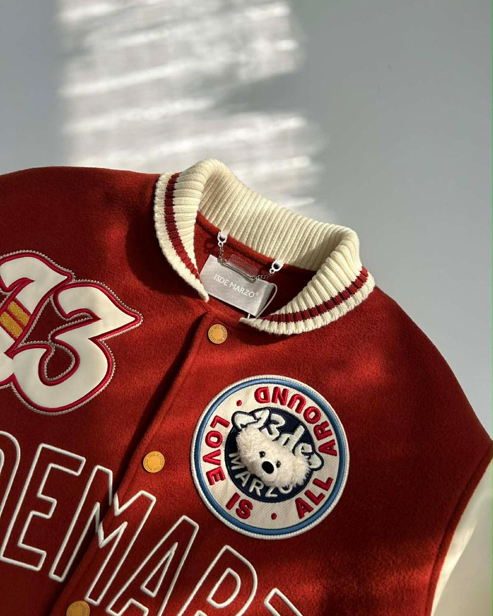 [M] 13De Marzo teddy patch varsity jacket 7